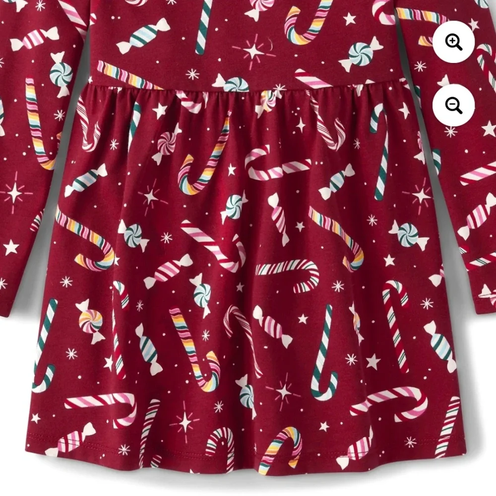 The Children’s Place Toddler Girls Red Candy Cane  Print Dress Size 5T NWT